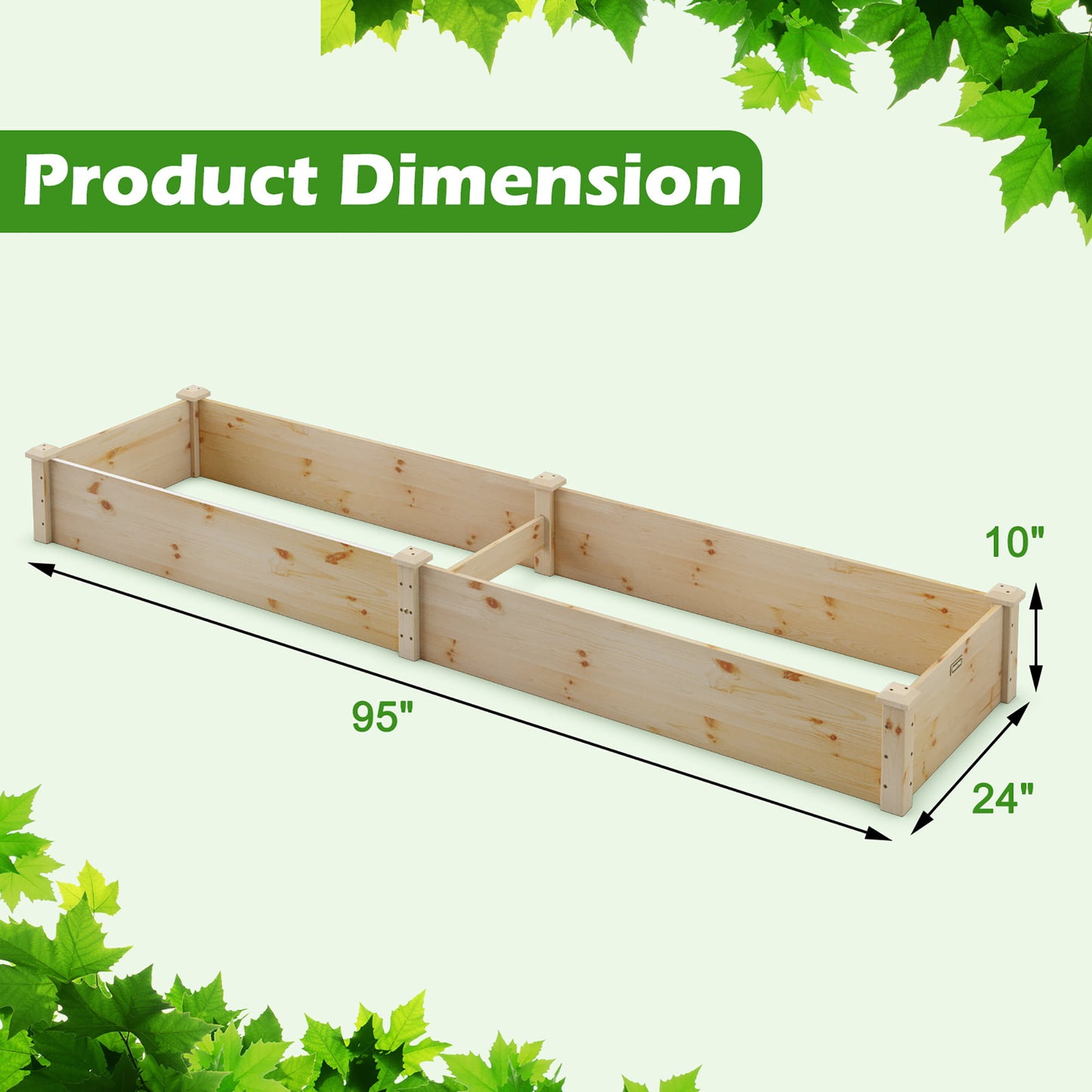 Wooden Raised Garden Bed Outdoor Wood Planter Box for Vegetables Flowers Fruit