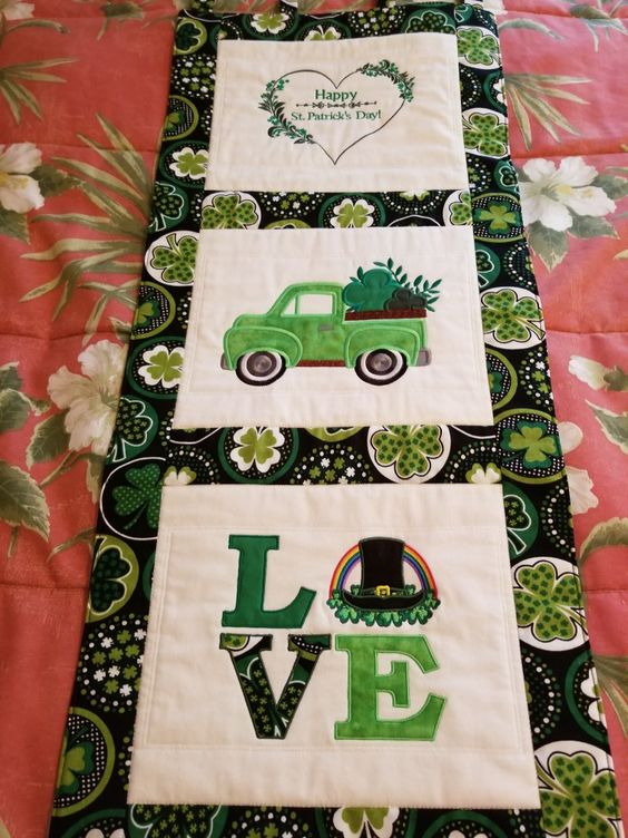 St. Patrick's Day CLA130324099 Quilted Table Runner