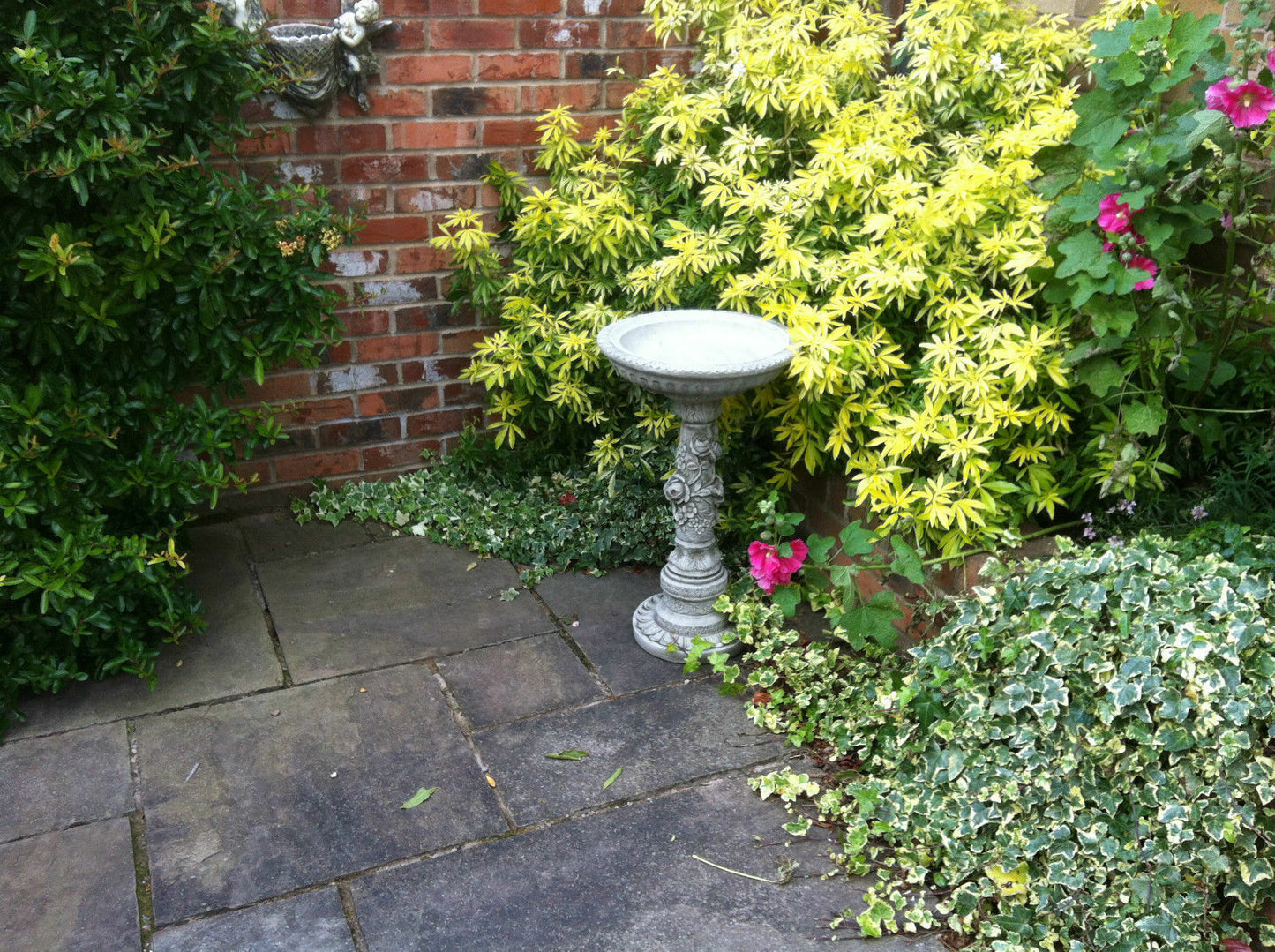 Stunning Stone Flower Petal Garden Bird Bath