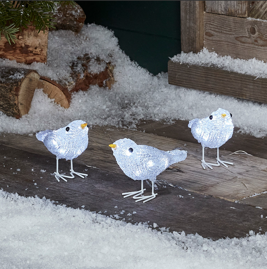 Set of 3 Acrylic Bird Christmas Figures