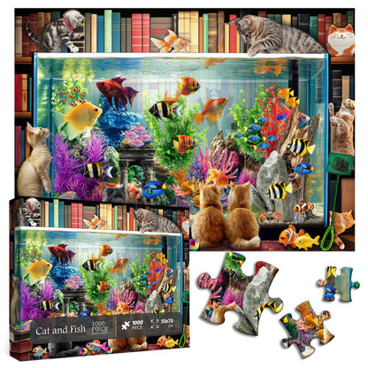 Cat and Fish Jigsaw Puzzle 1000 Pieces