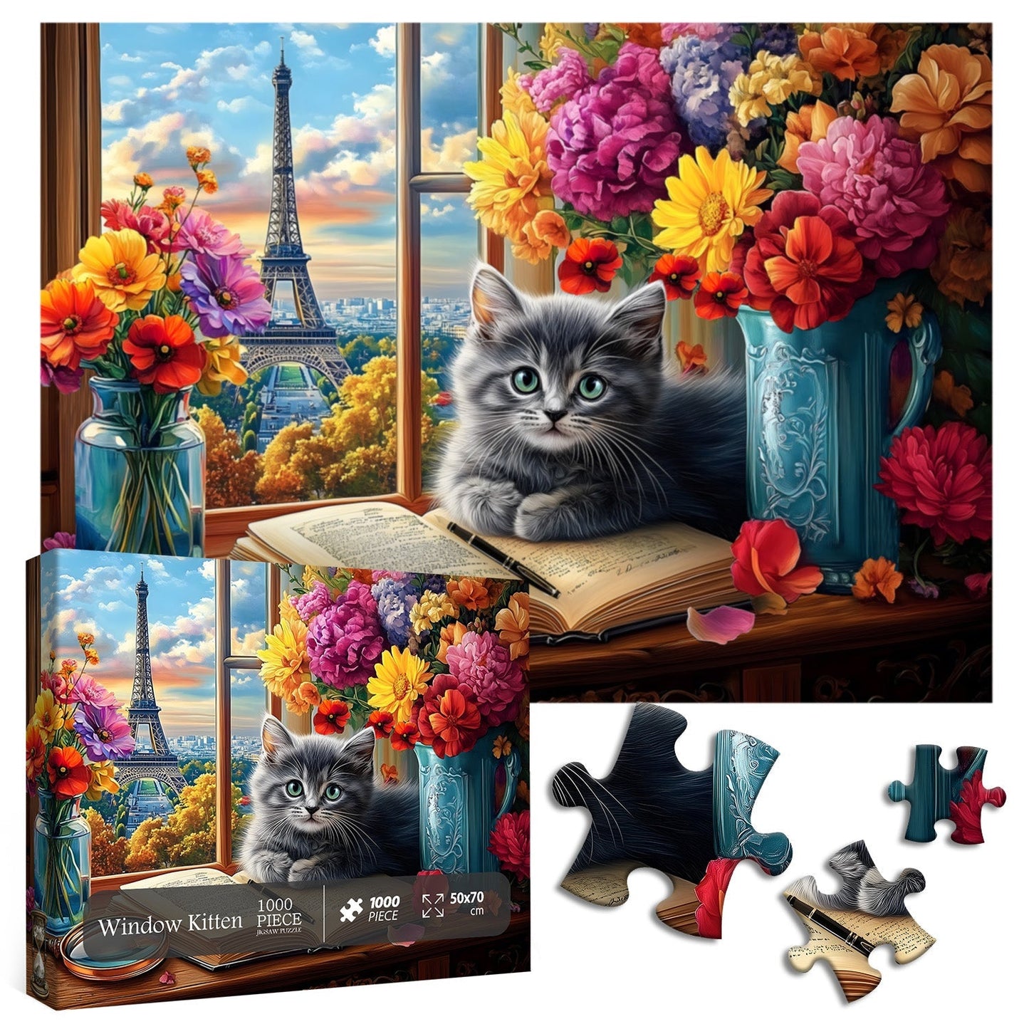 Window Kitten Jigsaw Puzzle 1000 Pieces