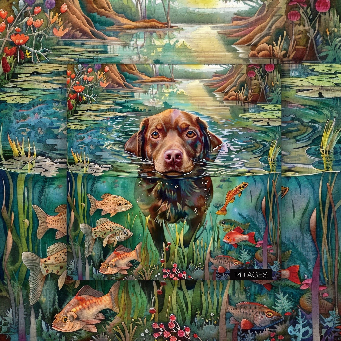 Pond Puppy Jigsaw Puzzle 1000 Pieces