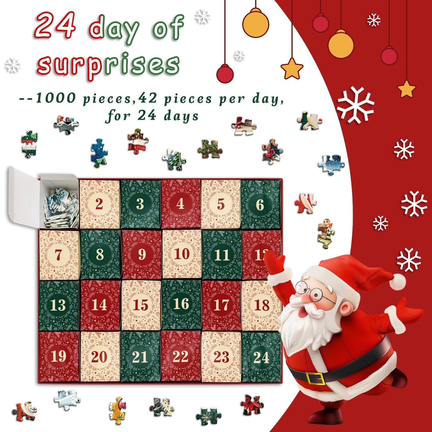 Christmas Stamps Advent Calendar Jigsaw Puzzle 1000 Pieces