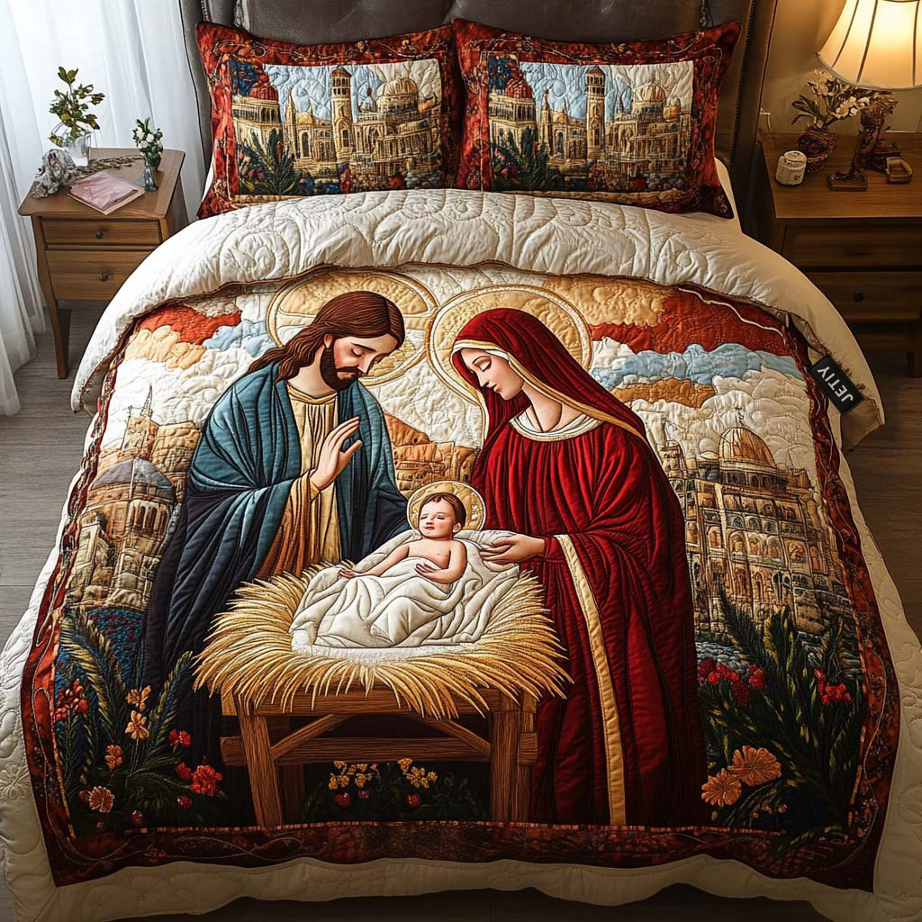 Nativity 3-Piece Quilted Bedding Set NCU0VT48