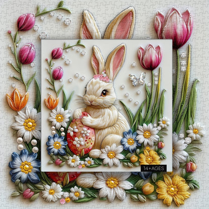 Springtime Bunny Delight Jigsaw Puzzle 1000 Pieces