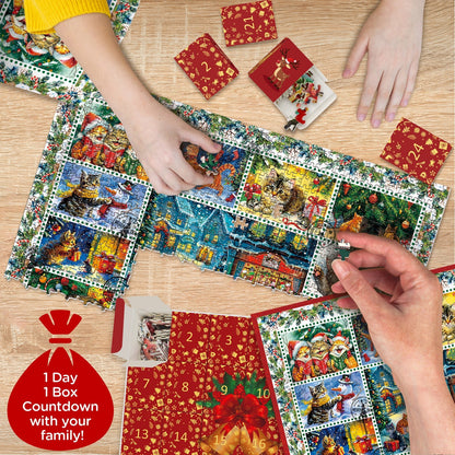 Christmas Cats Advent Calendar Jigsaw Puzzle 1000 Pieces