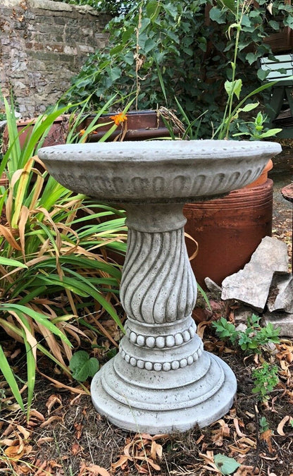 Stunning Stone Twist Base Design Garden Bird Bath