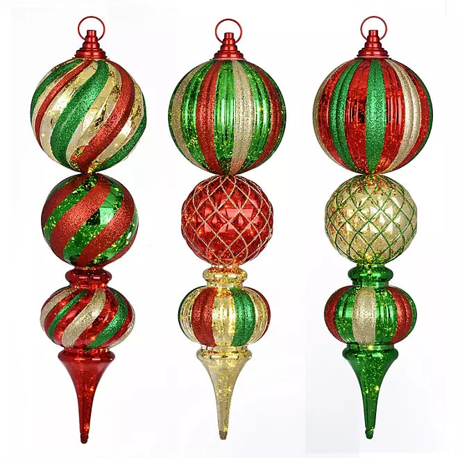 Set of 3 Jumbo Ornaments/Lawn Stakes - Red and Green