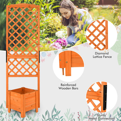 Wooden Raised Garden Bed 71�� High Planter with Trellis for Plant Flower Climbing Pot Hanging