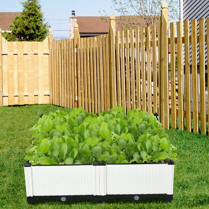 Set of 4 Plastic Raised Garden Bed Kits Planter Box for Vegetable