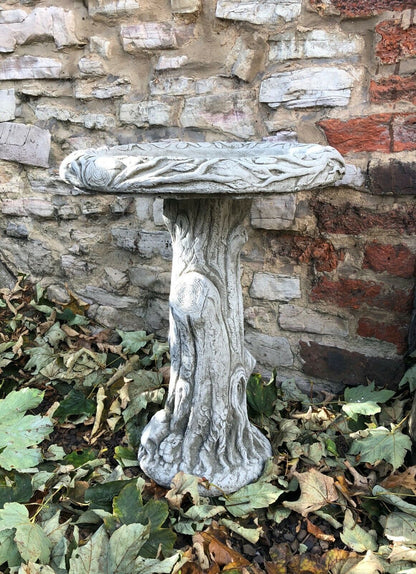 Stunning Stone Tree Trunk Design Garden Bird Bath