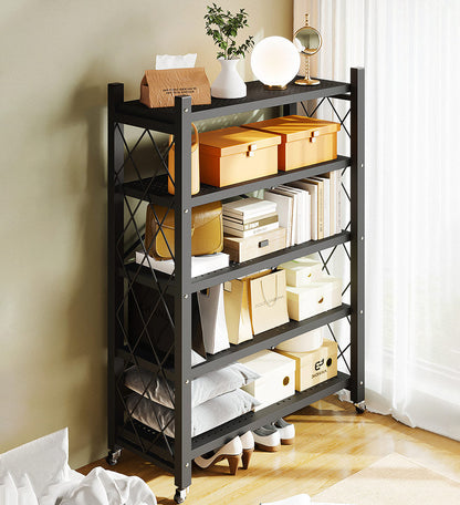 Heavy Duty Foldable Metal Organizer Shelves with Wheels