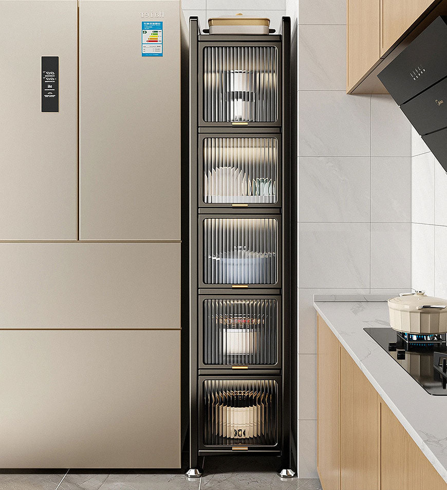 6 Tiers Upgrade Narrow Multifunction Metal Kitchen Storage Cabinet F217