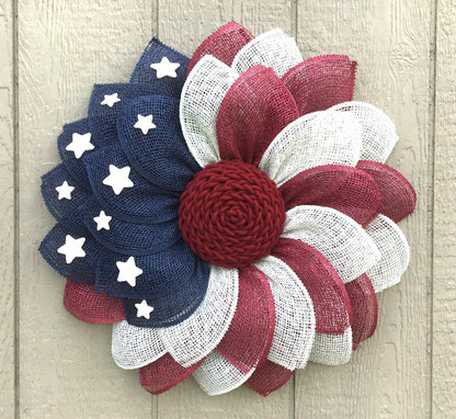 Poly Burlap American Flag Wreath