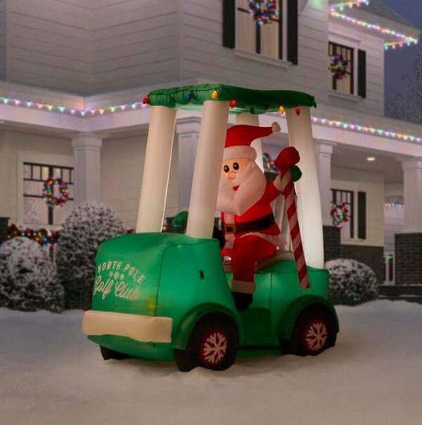 Christmas-6 ft inflatable santa with golf cart scene