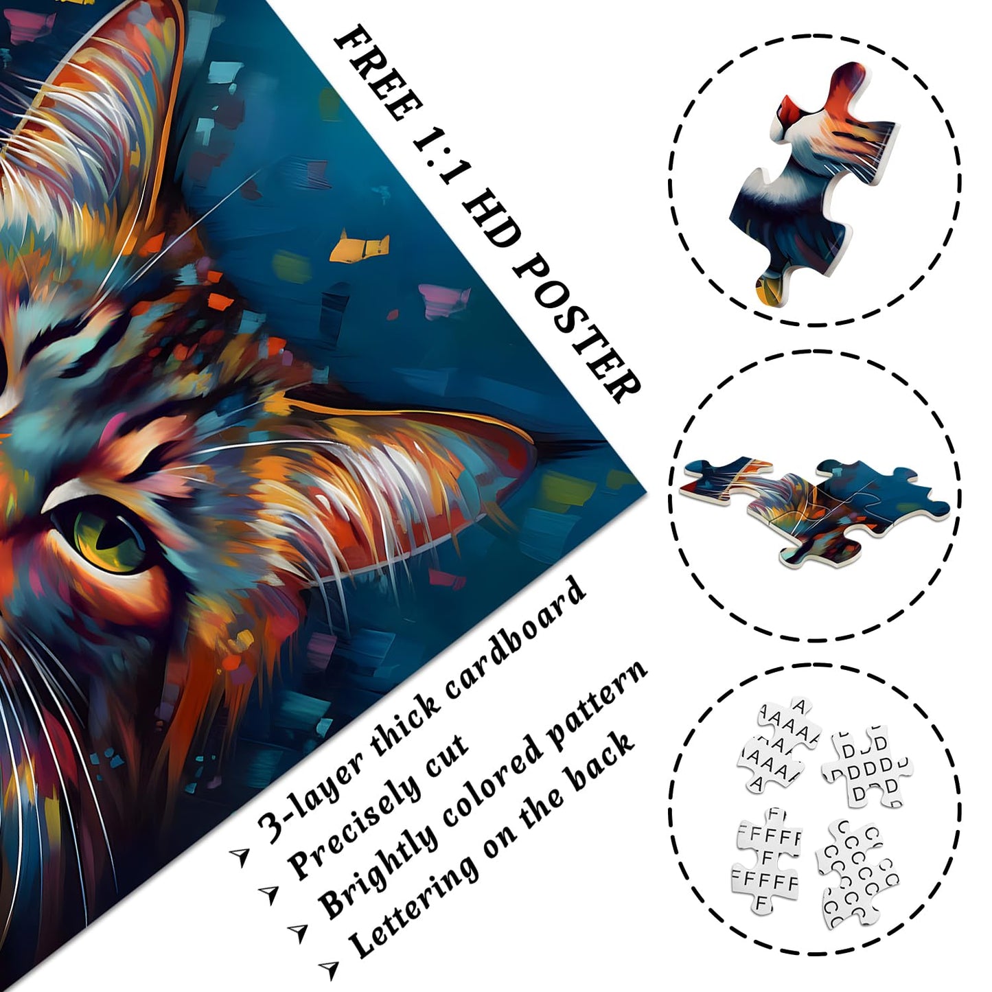 Colorful Cat Portrait Jigsaw Puzzle 1000 Pieces