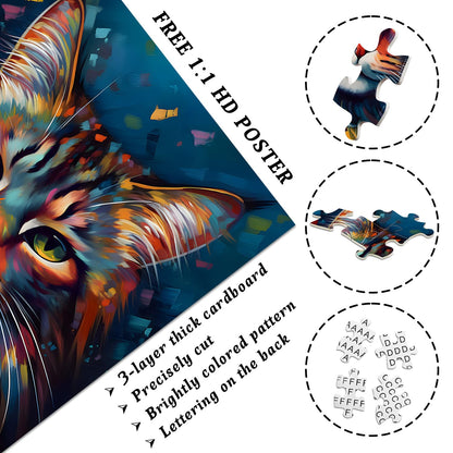 Colorful Cat Portrait Jigsaw Puzzle 1000 Pieces