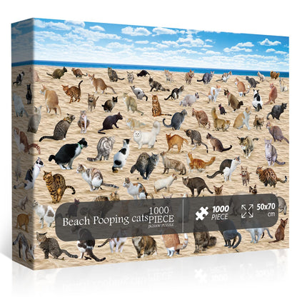 Beach Pooping Cat Jigsaw Puzzle 1000 Pieces