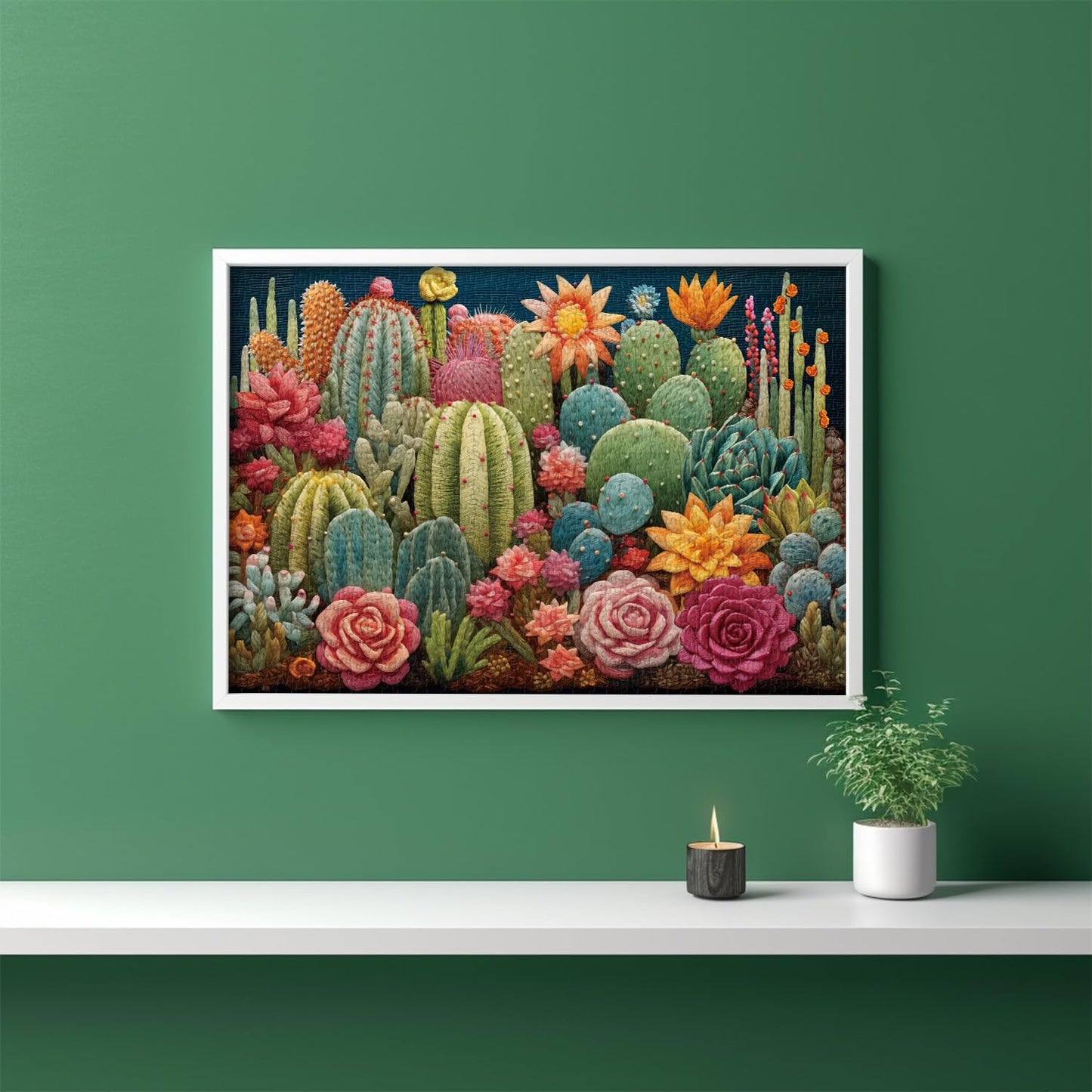 Embroidery Cactus Jigsaw Puzzle 1000 Pieces