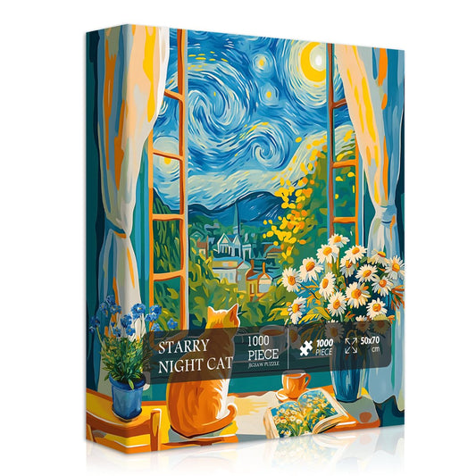 Starry Night Cat Jigsaw Puzzle 1000 Pieces