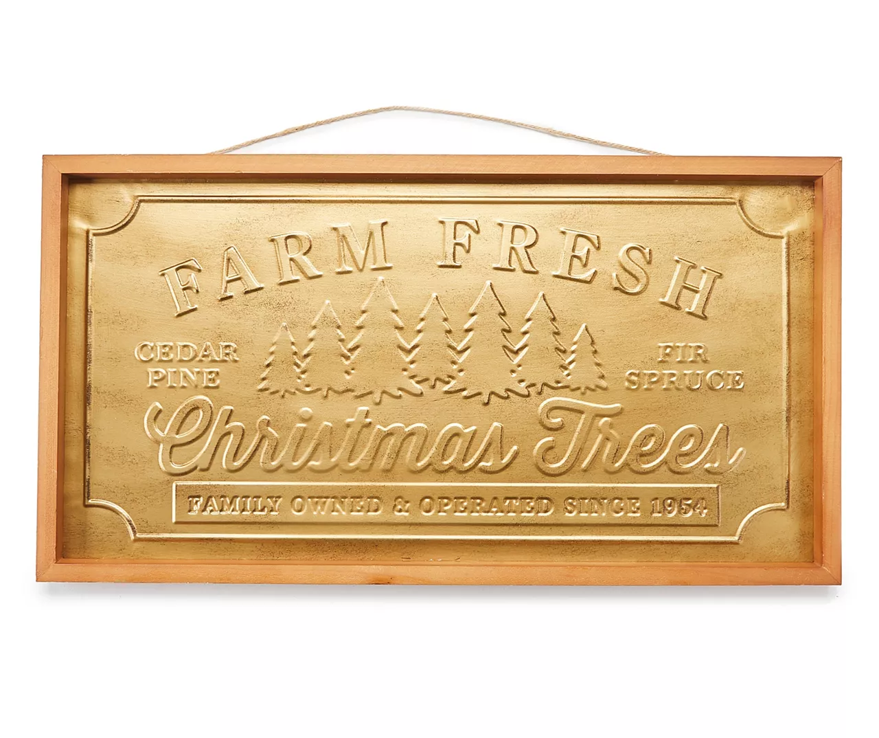 Farm Fresh Christmas Trees" Gold Embossed Framed Hanging Wall Decor