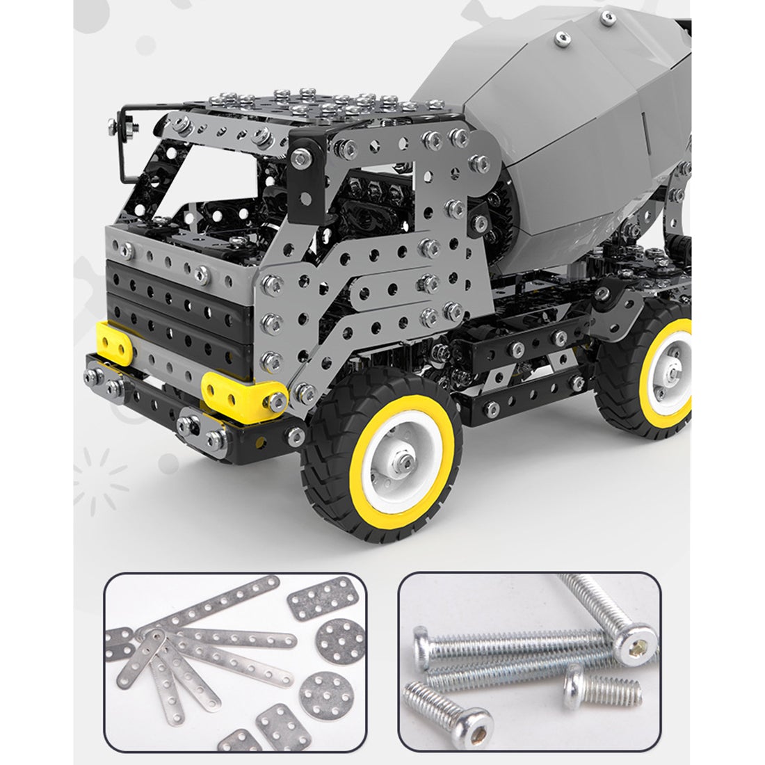 669Pcs+ DIY Metal Assembly SW-033 Engineering Cement Truck Model