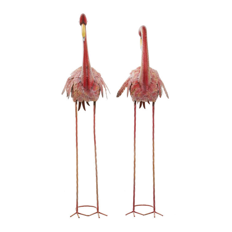 Resistant Metal  Tall Flamingos Garden Statue