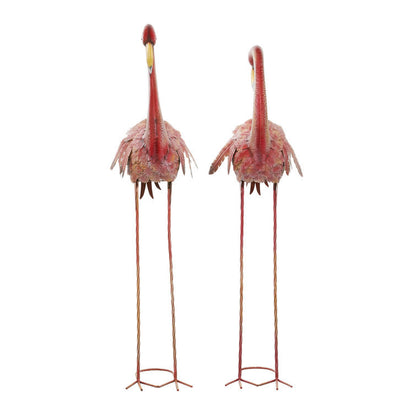 Resistant Metal  Tall Flamingos Garden Statue