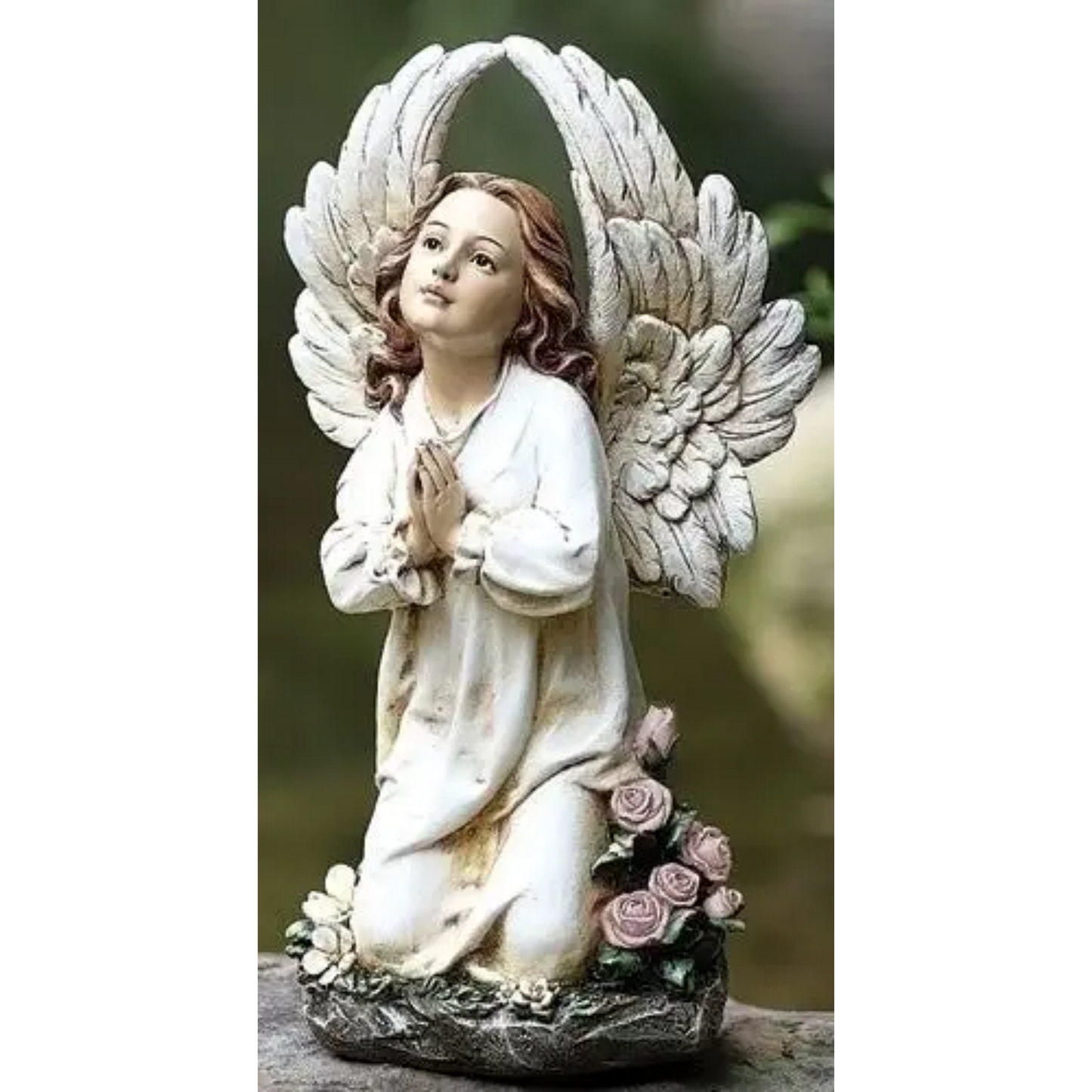 Guardian Angel With Large Wings Kneeling Garden Or Memorial Figure