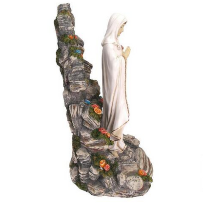 Virgin Mary Praying Illuminated Garden Grotto Sculpture