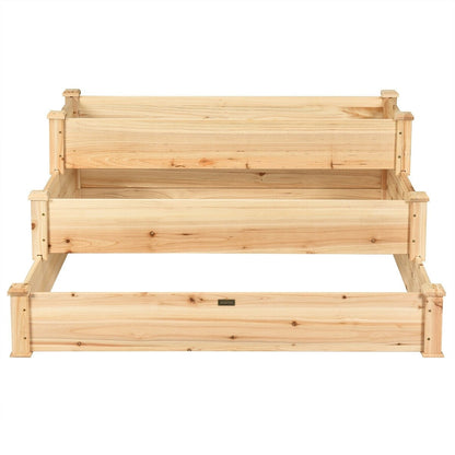 3 Tier Outdoor Raised Garden Bed Wooden Elevated Planter Box