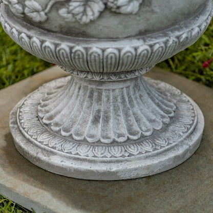 31 Inch Tall Urn Style Flower Planter in Antique Gray