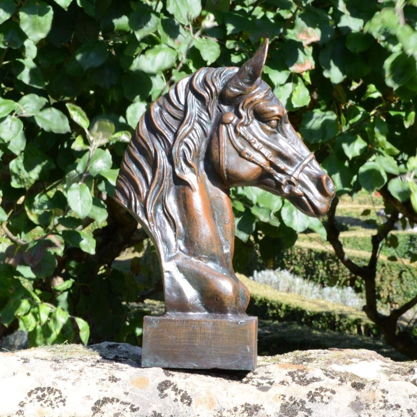 Race Horse Head Bronze Metal Garden Ornament