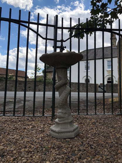 Stunning Stone Twisted Serpent Sculpture Garden Bird Bath