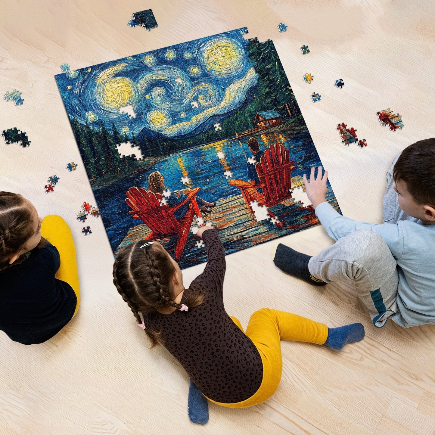 Starry Night By Lake Jigsaw Puzzle 1000 Pieces