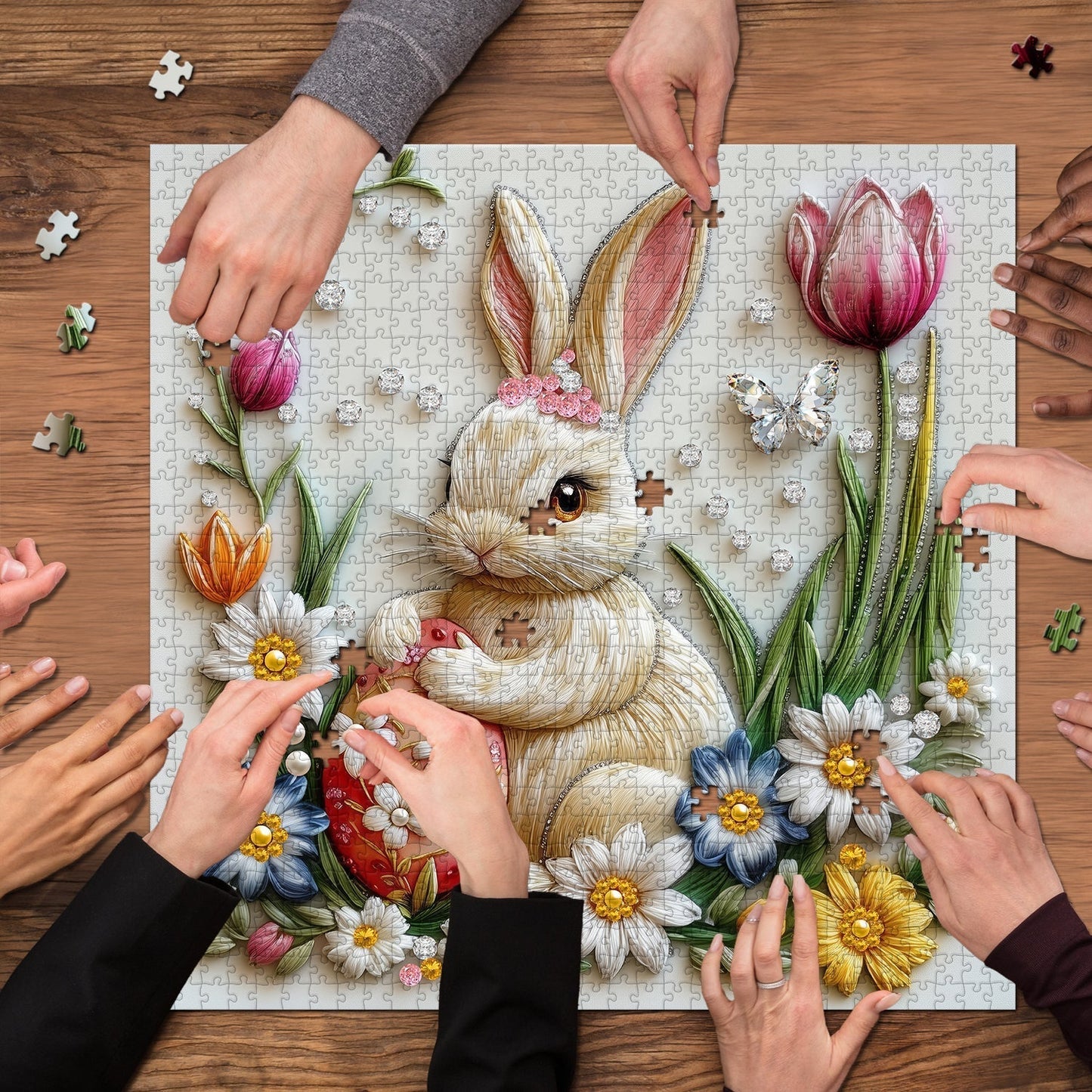 Springtime Bunny Delight Jigsaw Puzzle 1000 Pieces