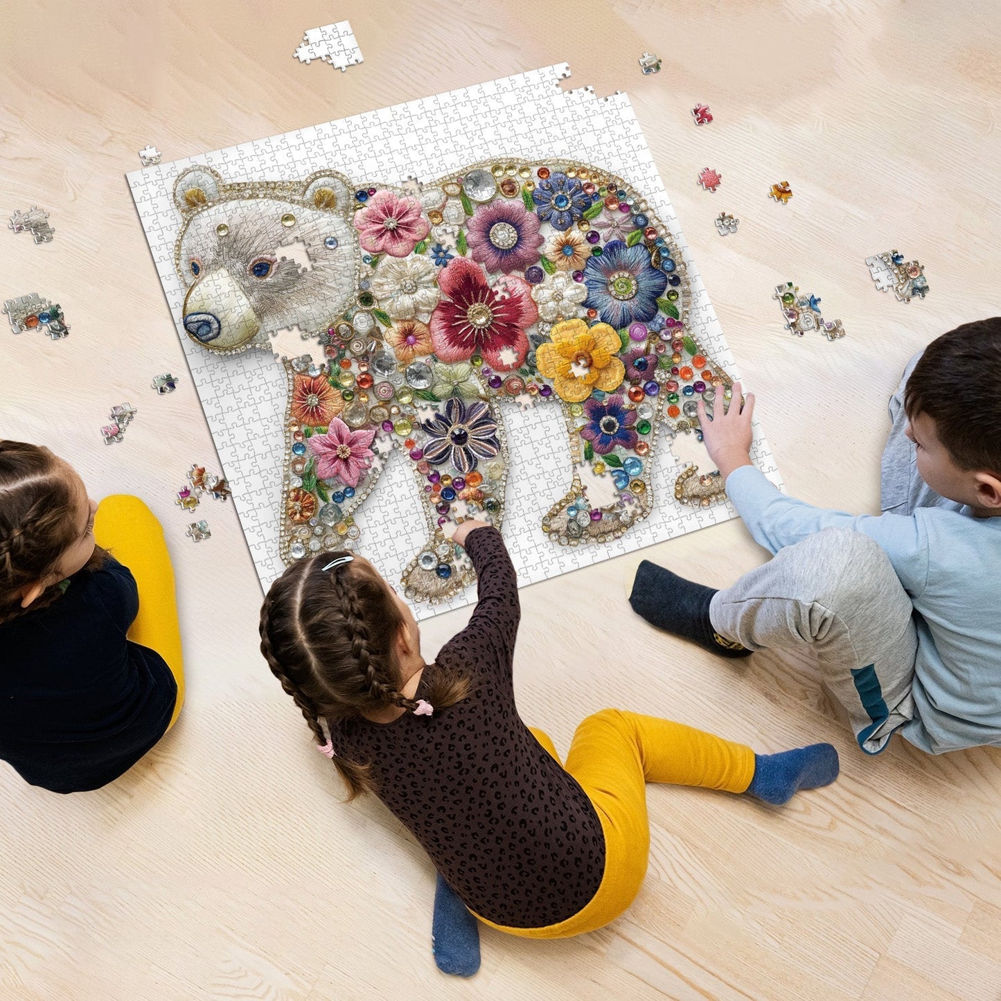 Gem Blossom Bear Jigsaw Puzzle 1000 Pieces