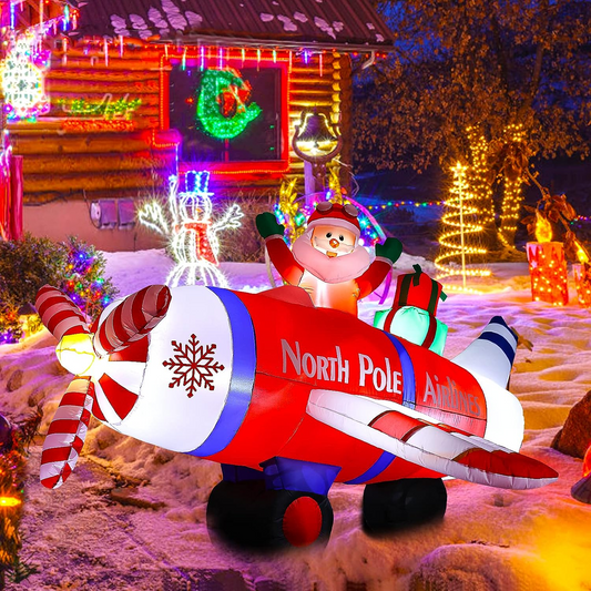 Christmas-inflatable christmas santa airplane