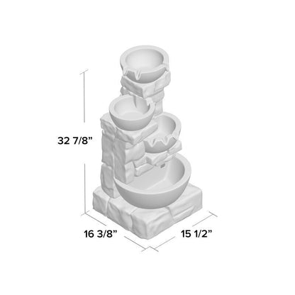 Cuvier Resin Stone Tiered Bowls Fountain with Light