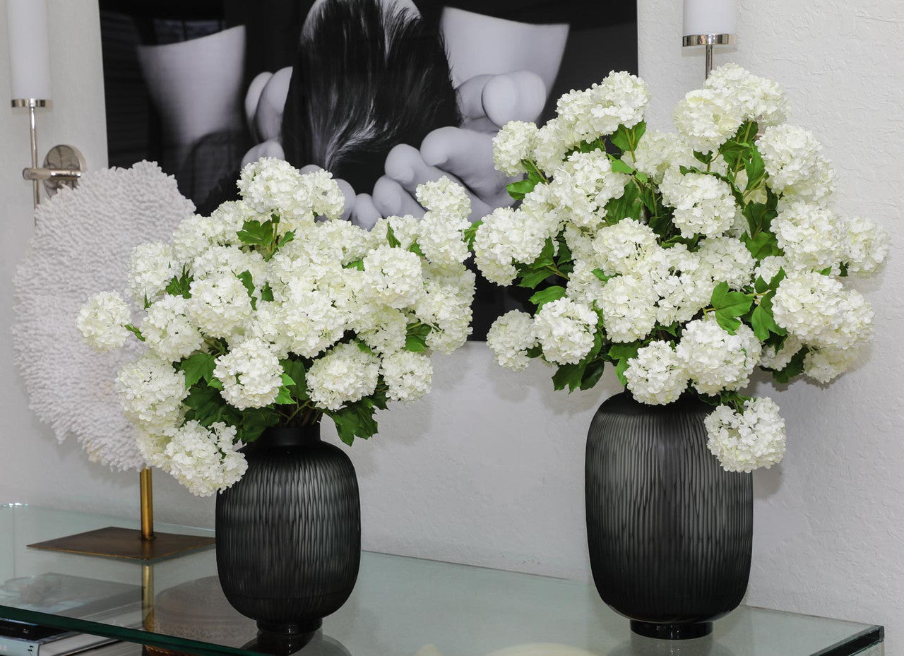 Maximal Vase  Medium with Green Snowball Hydrangeas