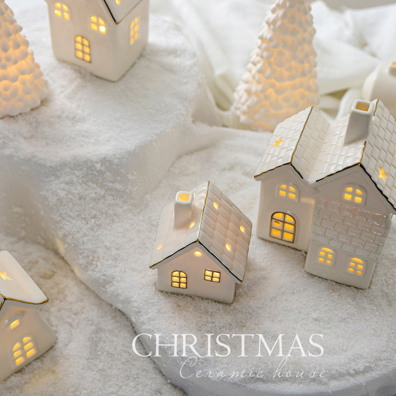 Christmas Glowing Ceramic Snow House