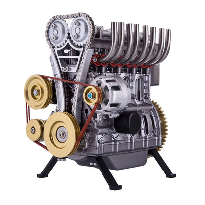 4 Cylinder Full Metal Car Engine Assembly Kit Model Toys for Adults