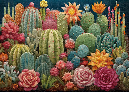 Embroidery Cactus Jigsaw Puzzle 1000 Pieces