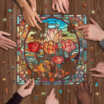 Stained Glass Flower Jigsaw Puzzle 1000 Pieces