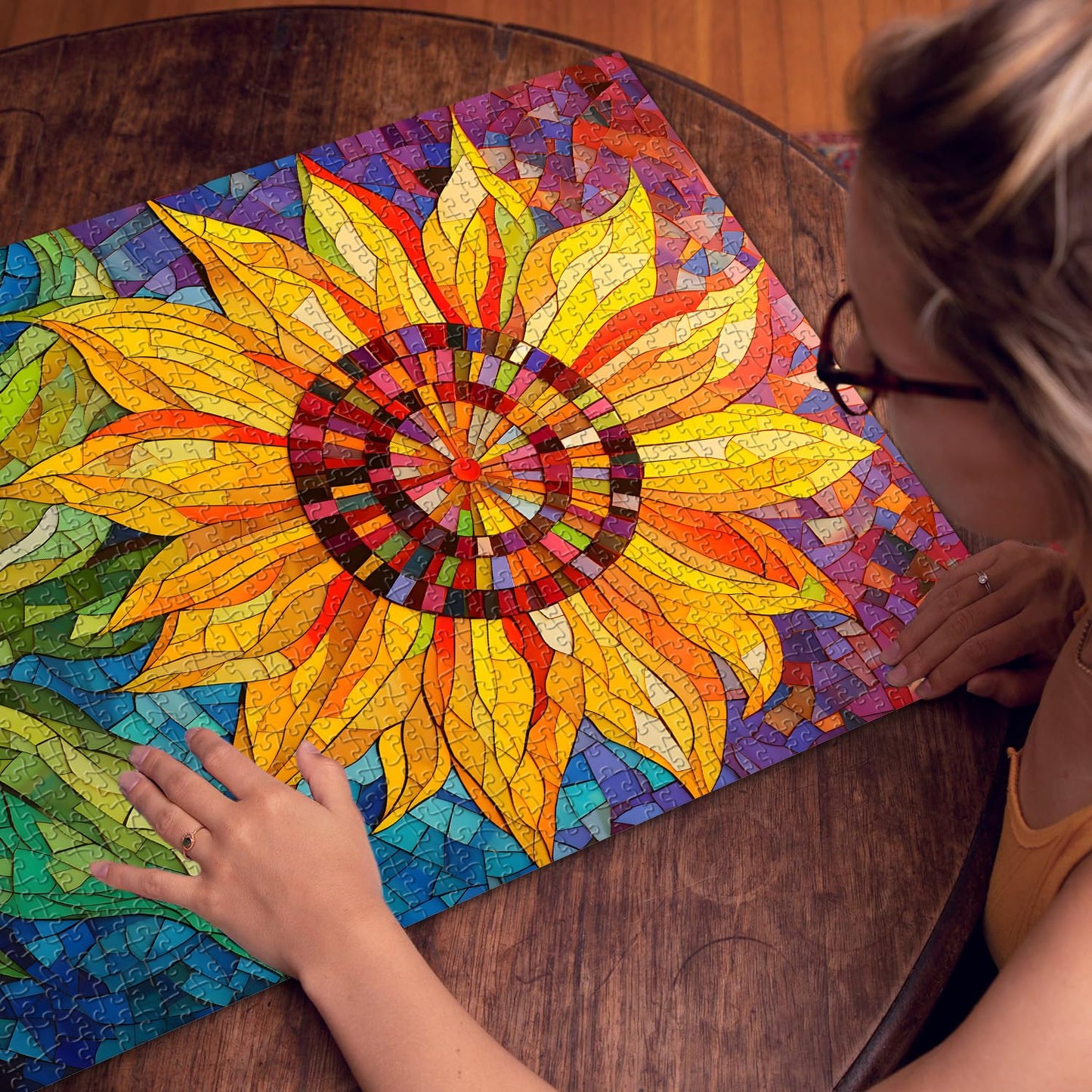 Mosaic Sunflower Jigsaw Puzzle 1000 Pieces