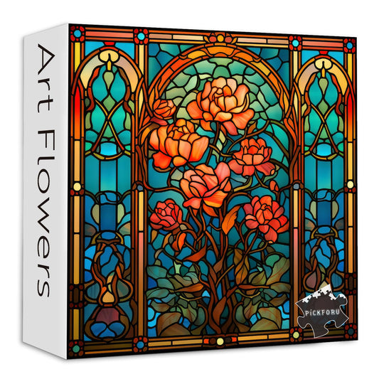 Stained Glass Flower Jigsaw Puzzle 1000 Pieces