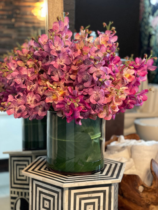 Mixed Mokara Orchids in Oversized Rota Cylinder