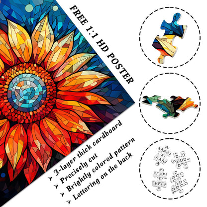 Stained Glass Sunflower Jigsaw Puzzle 1000 Pieces