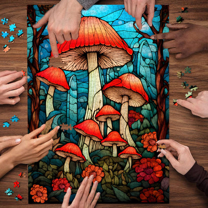 Stained Glass Mushroom Forest Jigsaw Puzzle 1000 Pieces